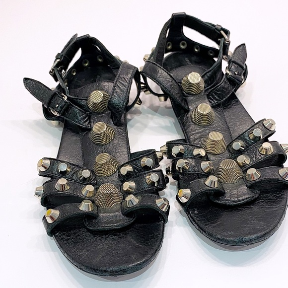Balenciaga Black Arena Studded Sandals - 37.5 - Picture 6 of 9
